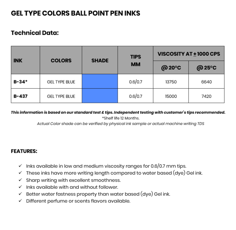 5.GEL TYPE COLORS BALL POINT PEN INKS Hishineinks